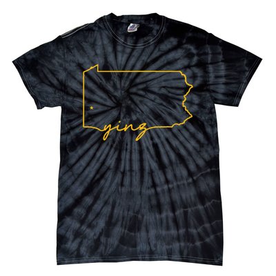 Retro Yinz Pittsburgh PA Home State Outline Tie-Dye T-Shirt