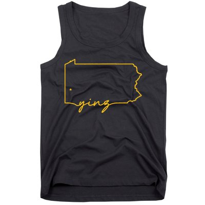 Retro Yinz Pittsburgh PA Home State Outline Tank Top