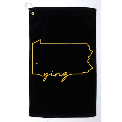 Retro Yinz Pittsburgh PA Home State Outline Golf Towel