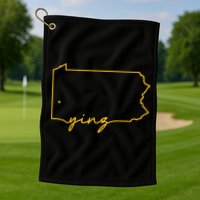 Retro Yinz Pittsburgh PA Home State Outline Golf Towel