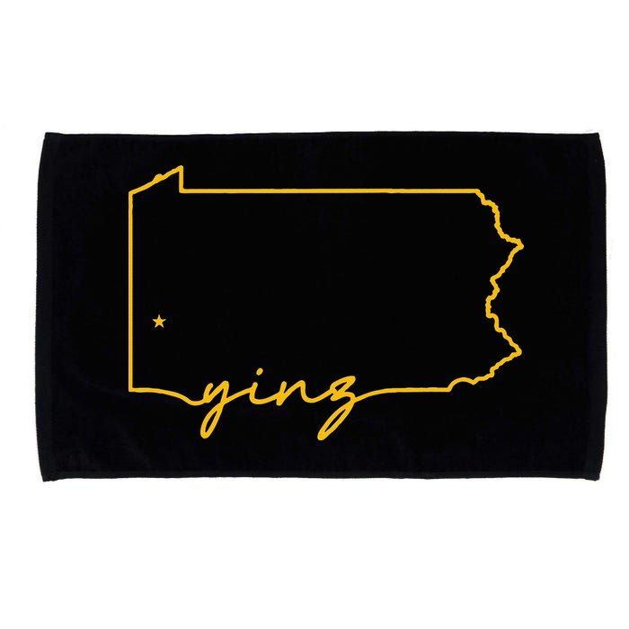 Retro Yinz Pittsburgh PA Home State Outline Microfiber Hand Towel