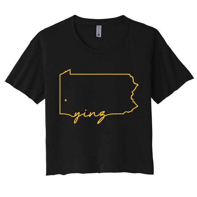 Retro Yinz Pittsburgh PA Home State Outline Crop Top