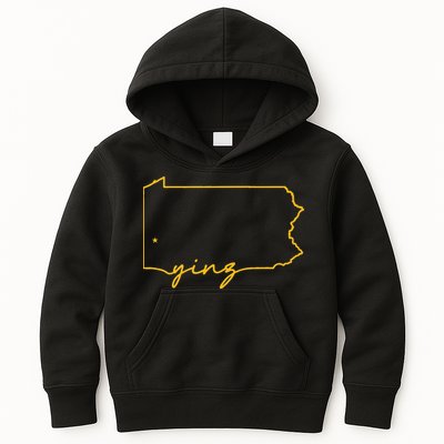 Retro Yinz Pittsburgh PA Home State Outline Kids Hoodie