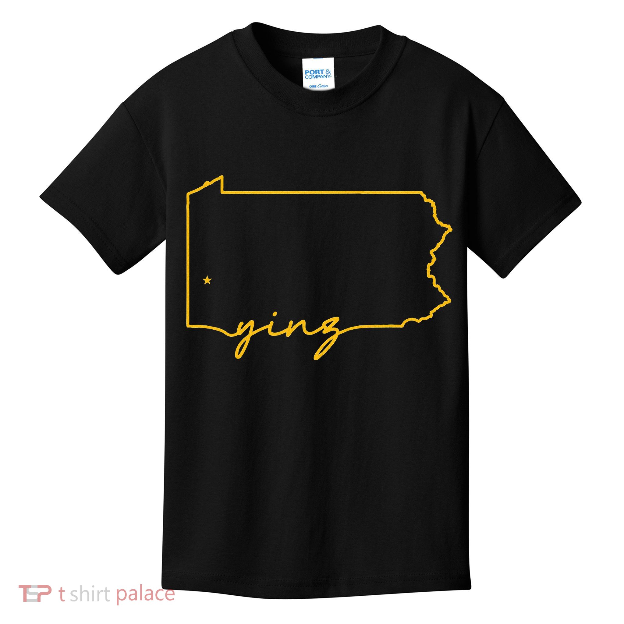 Retro Yinz Pittsburgh PA Home State Outline Kids T-Shirt