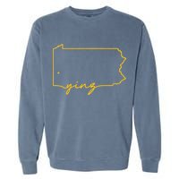 Retro Yinz Pittsburgh PA Home State Outline Garment-Dyed Sweatshirt