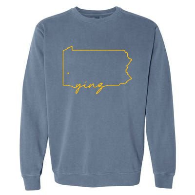 Retro Yinz Pittsburgh PA Home State Outline Garment-Dyed Sweatshirt