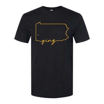 Retro Yinz Pittsburgh PA Home State Outline Softstyle® CVC T-Shirt