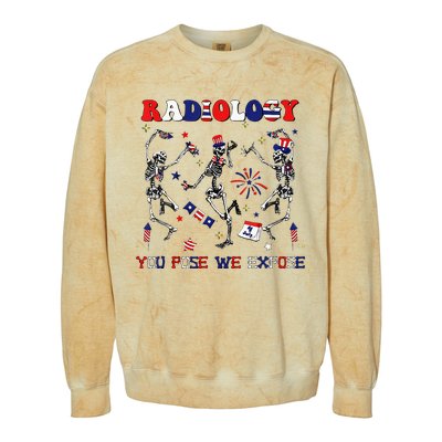 Radiology You Pose We Expose Skeleton Dancing 4th Of July Colorblast Crewneck Sweatshirt