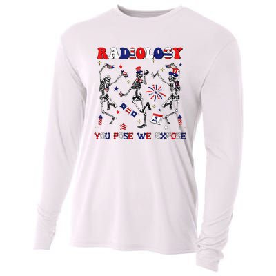 Radiology You Pose We Expose Skeleton Dancing 4th Of July Cooling Performance Long Sleeve Crew