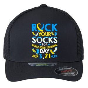 Rock Your Socks Down Syndrome Day Awareness Flexfit Unipanel Trucker Cap