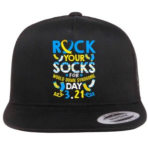 Rock Your Socks Down Syndrome Day Awareness Flat Bill Trucker Hat