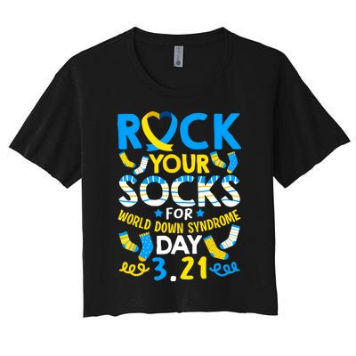 Rock Your Socks Down Syndrome Day Awareness Women's Crop Top Tee