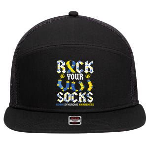 Rock Your Socks Awareness on March 21st 7 Panel Mesh Trucker Snapback Hat