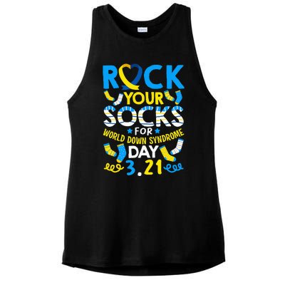 Rock Your Socks Down Syndrome Day Awareness Ladies PosiCharge Tri-Blend Wicking Tank