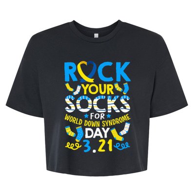 Rock Your Socks Down Syndrome Day Awareness Bella+Canvas Jersey Crop Tee