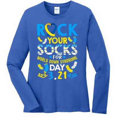 Rock Your Socks Down Syndrome Day Awareness Ladies Long Sleeve Shirt