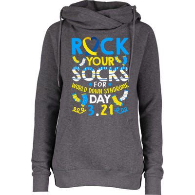 Rock Your Socks Down Syndrome Day Awareness Womens Funnel Neck Pullover Hood