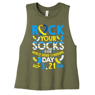 Rock Your Socks Down Syndrome Day Awareness Women's Racerback Cropped Tank