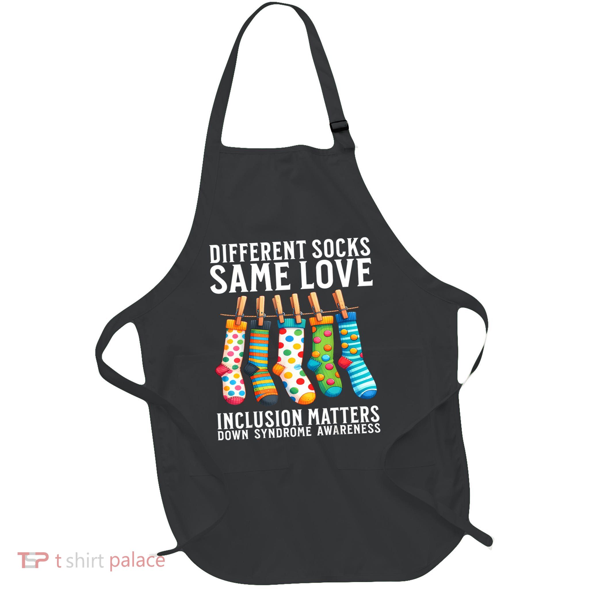 Rock Your Socks Down Syndrome Awareness Support Gift Full-Length Apron With Pockets