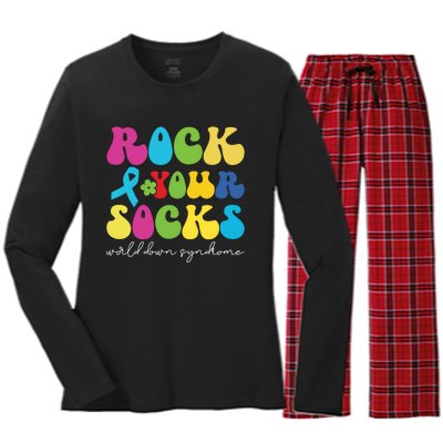 Rock Your Socks Down Syndrome Socks Women Women's Long Sleeve Flannel Pajama Set 