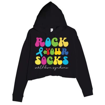 Rock Your Socks Down Syndrome Socks Women Crop Fleece Hoodie