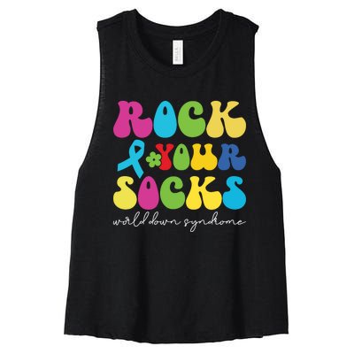 Rock Your Socks Down Syndrome Socks Women Women's Racerback Cropped Tank