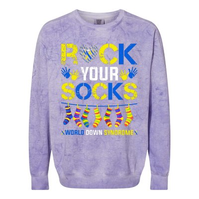 Rock Your Socks Down Syndrome Socks Women Colorblast Crewneck Sweatshirt