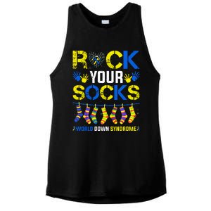 Rock Your Socks Down Syndrome Socks Women Ladies PosiCharge Tri-Blend Wicking Tank