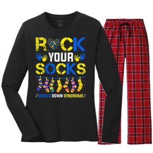 Rock Your Socks Down Syndrome Socks Women Women's Long Sleeve Flannel Pajama Set 