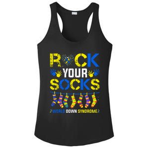 Rock Your Socks Down Syndrome Socks Women Ladies PosiCharge Competitor Racerback Tank