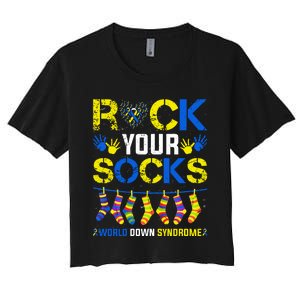 Rock Your Socks Down Syndrome Socks Women Women's Crop Top Tee