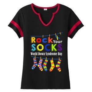 Rock Your Socks Cute 3 21 Trisomy 21 World Down Syndrome Day Ladies Halftime Notch Neck Tee