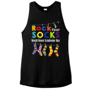 Rock Your Socks Cute 3 21 Trisomy 21 World Down Syndrome Day Ladies PosiCharge Tri-Blend Wicking Tank