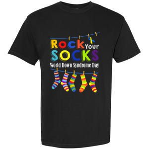 Rock Your Socks Cute 3 21 Trisomy 21 World Down Syndrome Day Garment-Dyed Heavyweight T-Shirt