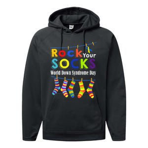 Rock Your Socks Cute 3 21 Trisomy 21 World Down Syndrome Day Performance Fleece Hoodie