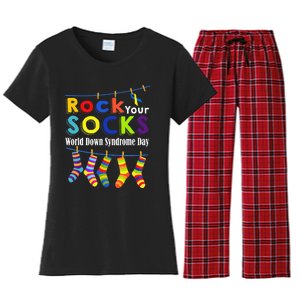 Rock Your Socks Cute 3 21 Trisomy 21 World Down Syndrome Day Women's Flannel Pajama Set