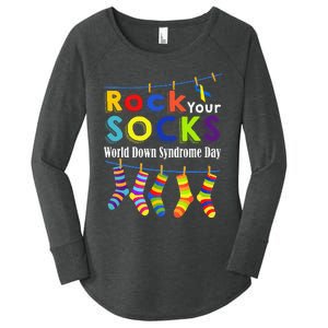 Rock Your Socks Cute 3 21 Trisomy 21 World Down Syndrome Day Women's Perfect Tri Tunic Long Sleeve Shirt