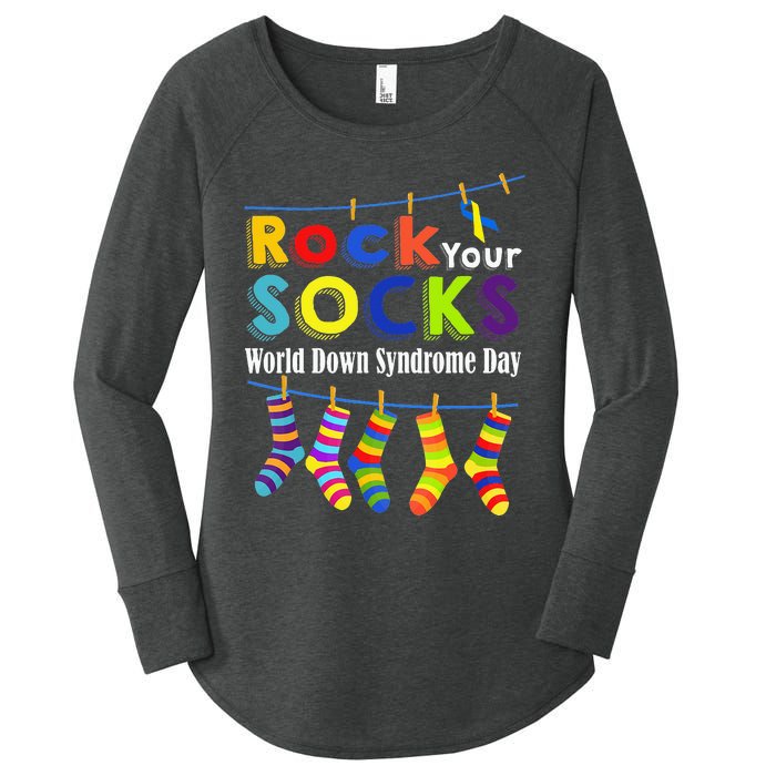 Rock Your Socks Cute 3 21 Trisomy 21 World Down Syndrome Day Women's Perfect Tri Tunic Long Sleeve Shirt