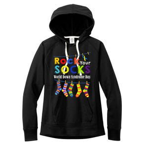 Rock Your Socks Cute 3 21 Trisomy 21 World Down Syndrome Day Women's Fleece Hoodie