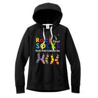 Rock Your Socks Cute 3 21 Trisomy 21 World Down Syndrome Day Women's Fleece Hoodie