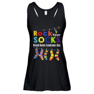 Rock Your Socks Cute 3 21 Trisomy 21 World Down Syndrome Day Ladies Essential Flowy Tank