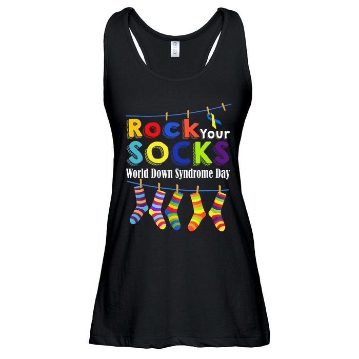 Rock Your Socks Cute 3 21 Trisomy 21 World Down Syndrome Day Ladies Essential Flowy Tank