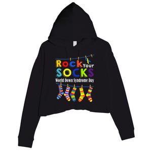 Rock Your Socks Cute 3 21 Trisomy 21 World Down Syndrome Day Crop Fleece Hoodie