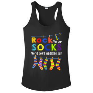 Rock Your Socks Cute 3 21 Trisomy 21 World Down Syndrome Day Ladies PosiCharge Competitor Racerback Tank