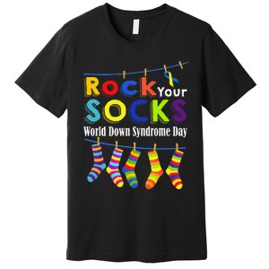 Rock Your Socks Cute 3 21 Trisomy 21 World Down Syndrome Day Premium T-Shirt