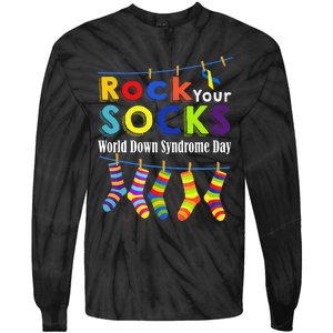 Rock Your Socks Cute 3 21 Trisomy 21 World Down Syndrome Day Tie-Dye Long Sleeve Shirt