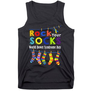 Rock Your Socks Cute 3 21 Trisomy 21 World Down Syndrome Day Tank Top