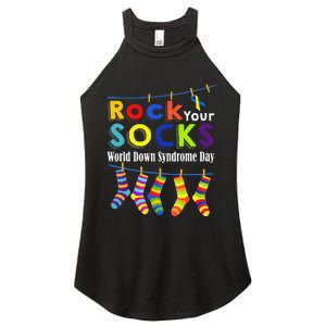 Rock Your Socks Cute 3 21 Trisomy 21 World Down Syndrome Day Women's Perfect Tri Rocker Tank