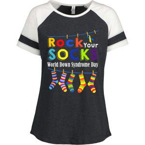 Rock Your Socks Cute 3 21 Trisomy 21 World Down Syndrome Day Enza Ladies Jersey Colorblock Tee