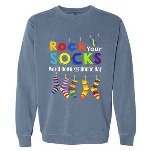 Rock Your Socks Cute 3 21 Trisomy 21 World Down Syndrome Day Garment-Dyed Sweatshirt